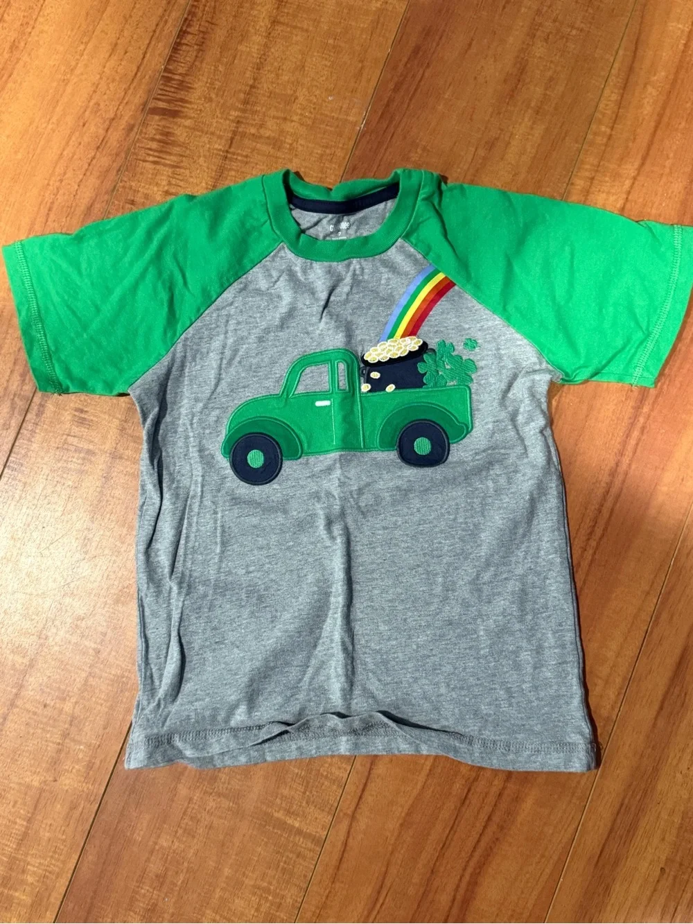 Gymboree Green Raglan Truck Tee with Rainbow